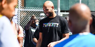 Taj Gibson at Scotch® Painter's Tape Project Backboard
